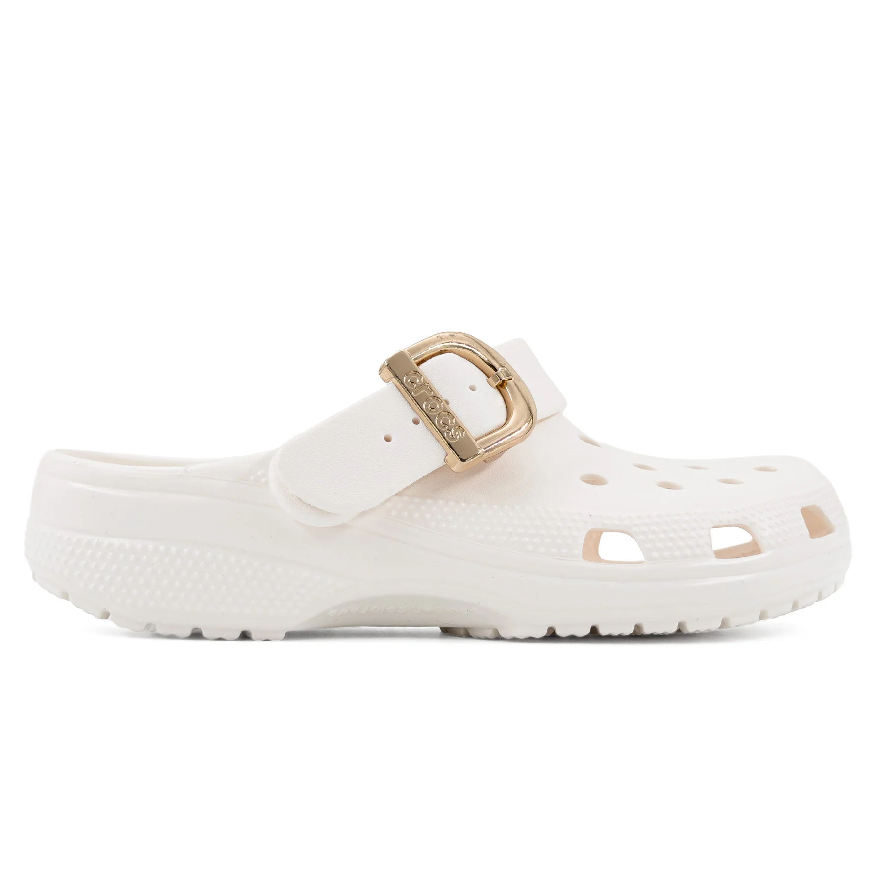 toopacrocs-buckle-CLOG (29) کراکس باکل سفید زنانه با سگک طلایی