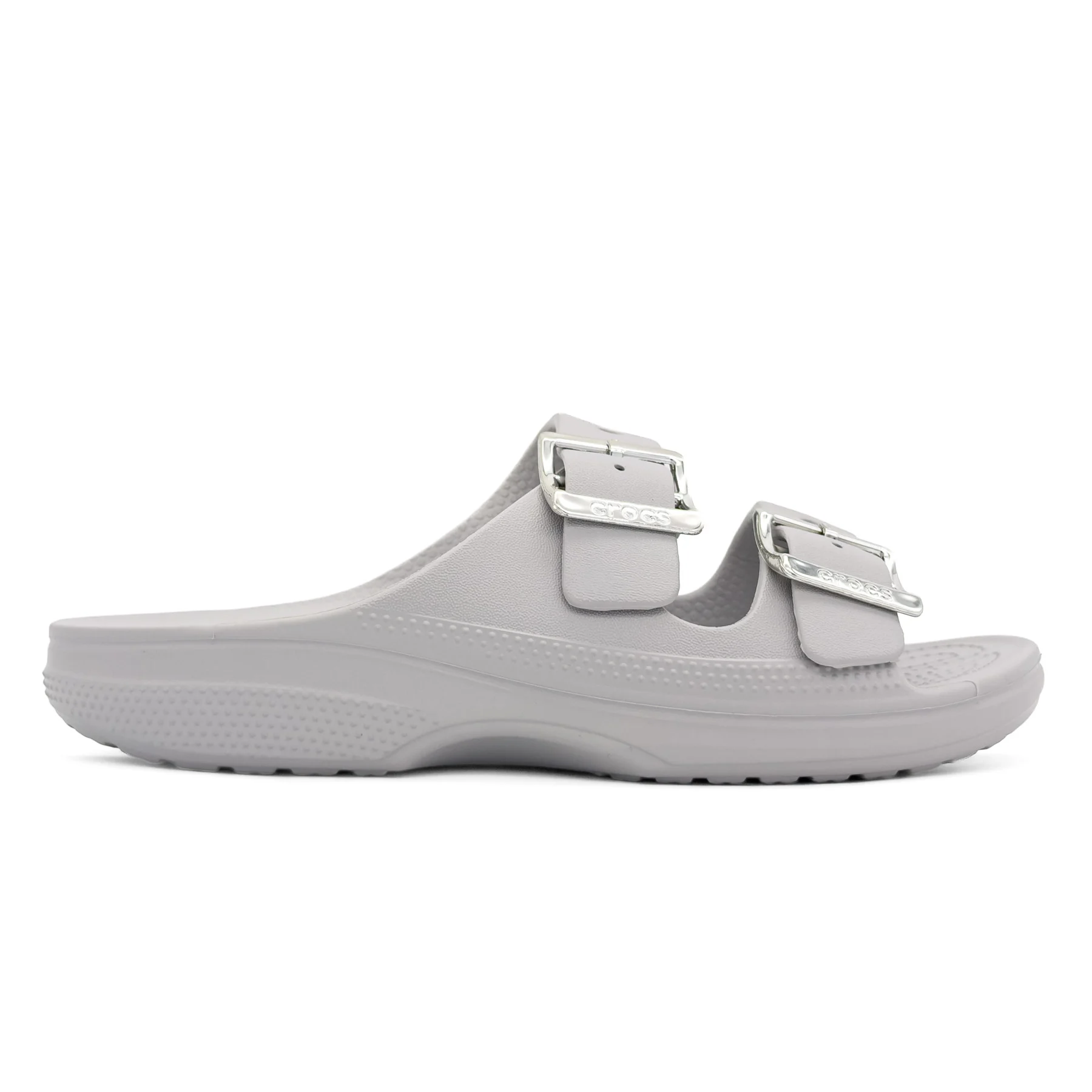 toopacrocs-bucklesandal (17) صندل کراکس باکل طوسی نقرهای زنانه دو سگک